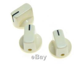 NEW Set of 3 Amp Style Pointer KNOBS for Amps, Pedals + Guitars Aged White