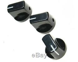 NEW Set of 3 Amp Style Pointer KNOBS for Amps, Pedals + Guitars Black