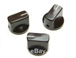 NEW Set of 3 Amp Style Pointer KNOBS for Amps, Pedals + Guitars Brown