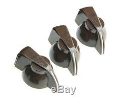 NEW Set of 3 CHICKEN HEAD POINTER KNOBS for Amps, Pedals + Guitars Brown