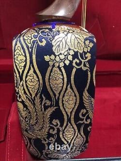 Near Mint Japanese Shamisen Hard Case Set Music 3String Instrument Bag Gold