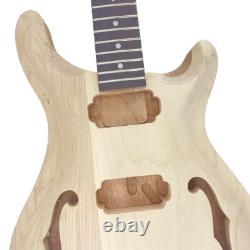 New 1set Guitar Kit Guitar Neck 22 Fret Semi-hollow Guitar Body Bird Inlay