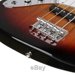 New Basswood Jazz Left Handed Electric Bass Guitar Set for Beginner Sunset
