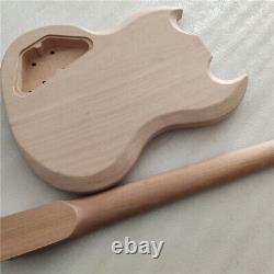New DIY 1 set Guitar Mahogany Body and neck Unfinished Electric Guitar Kit