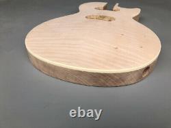 New Guitar Body Mahogany wood Flame Maple Veneer Set in Heel LP Style HH pickups