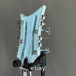 New Special 12-string Electric Bass Guitar 4+8 Strings Blue Bass Chrome Hardware