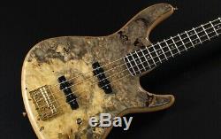 New Ts Guitars Omni Bass 4/22 Exotic/E Buckeye Burl Top F. B. /Set-Neck Natural