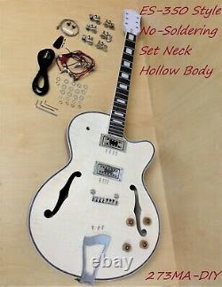 No-Soldering Hollow Body ES-350 Style Electric Guitar DIY Kit, Set Neck, 273MADIY