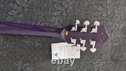 Purple color double cutway electric jazz guitar set neck block inlay