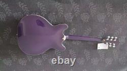 Purple color double cutway electric jazz guitar set neck block inlay