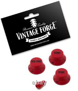 RED VOLUME & TONE KNOB SET WithSWITCH TIP FOR FENDER STRAT STYLE GUITARS NEW