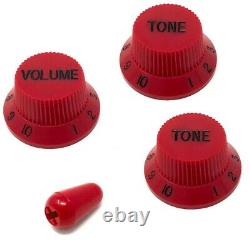 RED VOLUME & TONE KNOB SET WithSWITCH TIP FOR FENDER STRAT STYLE GUITARS NEW