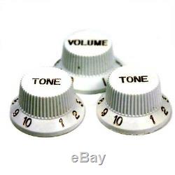 Replacement Knob Set for Stratocaster Style Guitars, White, Set of 3. Brand New