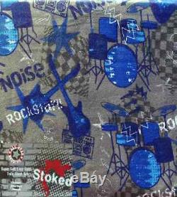 Rockstar Rock And Roll Noise Blue Gray 3pc Twin Sheets Bedding Set New