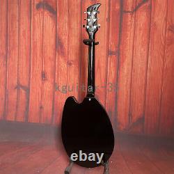 Semi-Hollow Body Black Electric Guitar Dot Inlay Set In Join Rosewood Fretboard