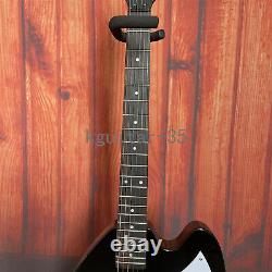 Semi-Hollow Body Black Electric Guitar Dot Inlay Set In Join Rosewood Fretboard