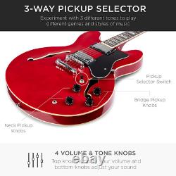 Semi-Hollow Body Electric Guitar Set With Dual Humbucker Pickups Cutaway Red New