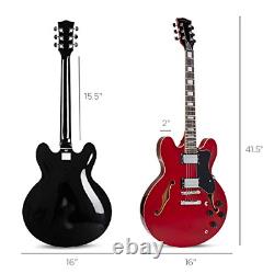 Semi-Hollow Body Electric Guitar Set With Dual Humbucker Pickups Cutaway Red New