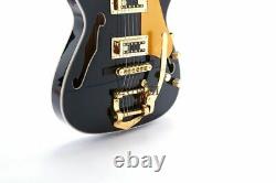 Semi Hollow Body TL Electric Guitar Gold Hardware Set In Joint Black Color