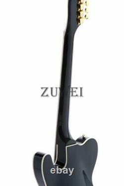 Semi Hollow Body TL Electric Guitar Gold Hardware Set In Joint Black Color