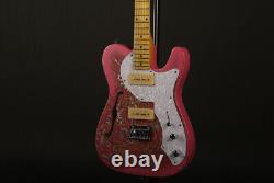 Semi-Hollow Body TL Electric Guitar Maple Fretboard Pink on Sliver Relic