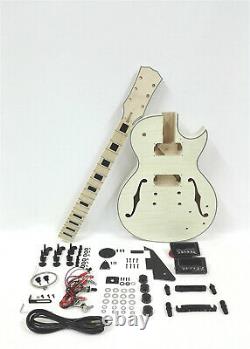 Semi-Hollow, NO-SOLDER Electric Guitar DIY, Set Neck, Maple Fretboard E-239 DIY-SMB