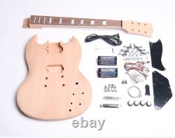 Semi Unfinished SG Electric Guitar Full Set Kit Self-assembly DIY Body 2xPickups