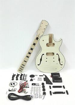 Set Neck Electric Guitar DIY Kit, Semi-Hollow Body, No-Soldering E-239 DIY SMB