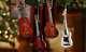 Set Of 4 6 Wooden Guitars With Strings Hanging Christmas Tree Ornaments New