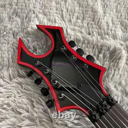 Solid Body Modern JRV Electric Guitar 7 Strings Black Red Bevels Free Shipping