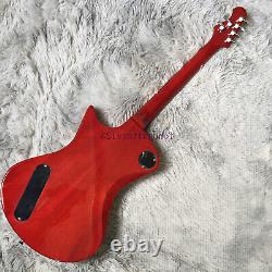 Solid Body Right Hand Electric Guitar Chrome Hardware Nature Flame Maple Top Red