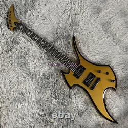 Solid Body Rockingbird Electric Guitar Gold Sparkle with Black Bevels Free Ship
