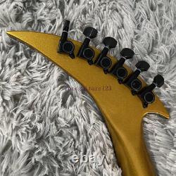 Solid Body Rockingbird Electric Guitar Gold Sparkle with Black Bevels Free Ship
