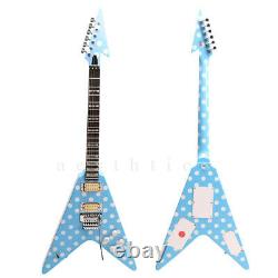 Special White Dot Flying Shaped Electric Guitar FR Bridge Blue Body Finished
