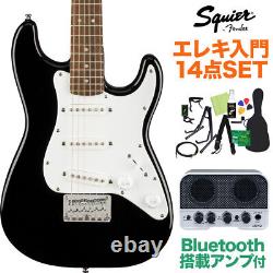 Squier by Fender Mini Strat Black Beginner 14 Piece Set with Bluetooth Amplifier