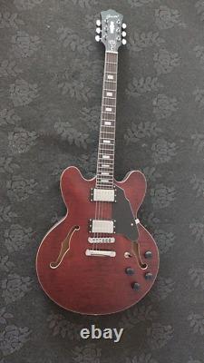 Trans brown color electric jazz hollow body guitar set neck HH pickups tombridge