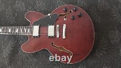 Trans brown color electric jazz hollow body guitar set neck HH pickups tombridge