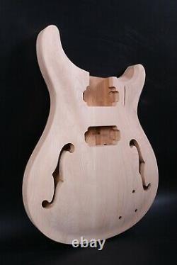 Unfinished Guitar Body Mahogany Maple Cap Set in Curved Top Semi Hollow Guitar