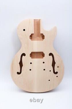 Unfinished Guitar Body Mahogany Maple Cap Set in Curved Top Semi Hollow LP Style
