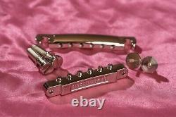 Vintage Spec NOS Bridge/Tailpiece Set Nickel for Gibson Style Guitars