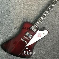 Wine Red Firebird Style Electric Guitar Mahogany Body HH Pickups Chrome Hardware