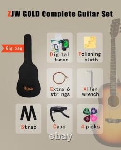 ZJW Gold 41 Acoustic Guitar For Adults Teens & Beginners. Complete Bundle & Bag