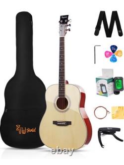 ZJW Gold 41 Acoustic Guitar For Adults Teens & Beginners. Complete Bundle & Bag