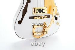 ZUWEI Semi Hollow Body TL Electric Guitar 6-String Gold Hardware Set In Joint