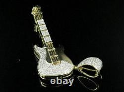 0.75 Ct Rond Simulation De Forme De Guitare Diamant Charm Pendentif 14k Or Jaune Sur