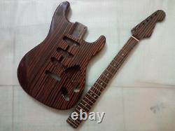 1 Ensemble New Zebra Wood Electric Guitar Body And Neck / Diy Guitar Kit