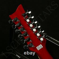12 Cordes Semi Hollow Corps Guitare Électrique Style Fleur Inlay Orme Couleur Rouge