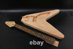 1set Guitar Kit Ahogany Guitar Neck Corps Guitare Électrique Volant V # 2 Bois De Rose