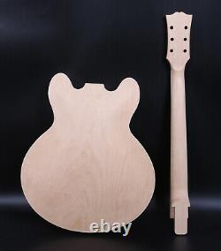 1set Guitar Kit Es335 Guitare Manche Guitar Body Unfinished Hollow With Hardwares