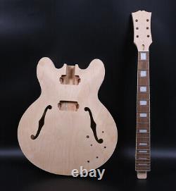 1set Guitar Kit Es335 Guitare Manche Guitar Body Unfinished Hollow With Hardwares